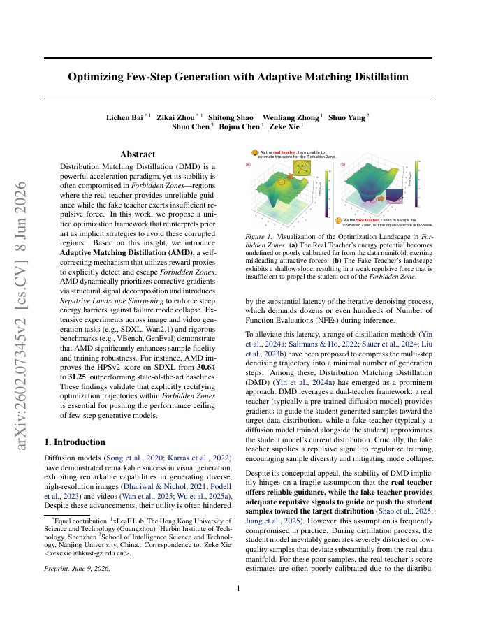 First page of Adaptive Matching Distillation paper