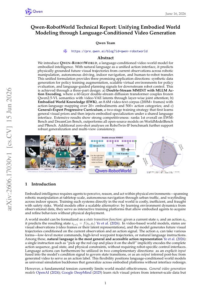 First page of Qwen-RobotWorld Technical Report