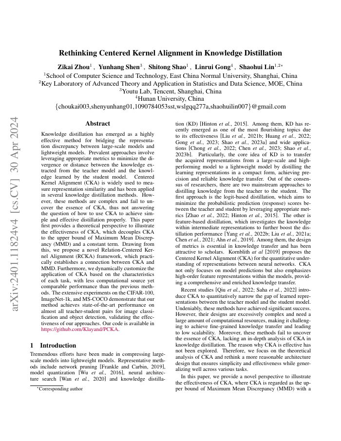 First page of Rethinking Centered Kernel Alignment paper